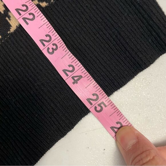 ANNE KLEIN Full Zip Knit Animal Print Cardigan Sweater High Neck Comfy sz Medium - Picture 10 of 11